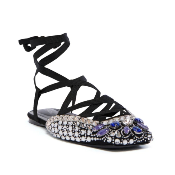 Beautiful Rhinestone Strappy Flats - Picture 4 of 5